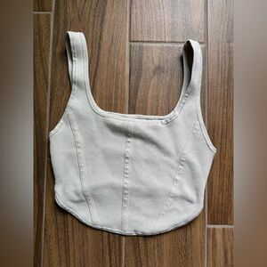 Babaton Light Gray Ribbed Tank Top